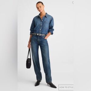Madewell Distressed Straight Leg Blue Jeans
